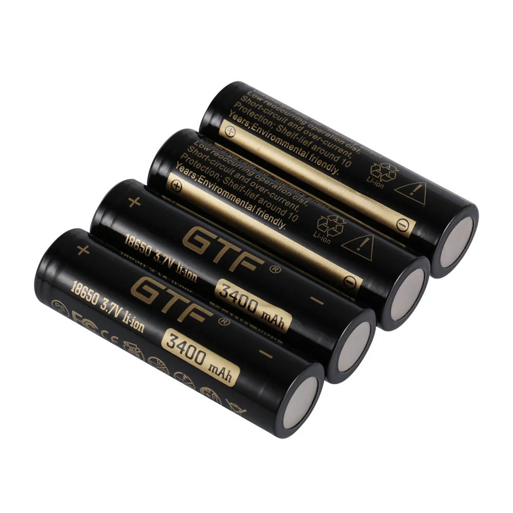 GTF 3.7V 18650 3400mAh akumulator litowo-jonowy do latarki power bank baterie litowo-jonowe z płaską głowicą 3400mAh rzeczywista pojemność