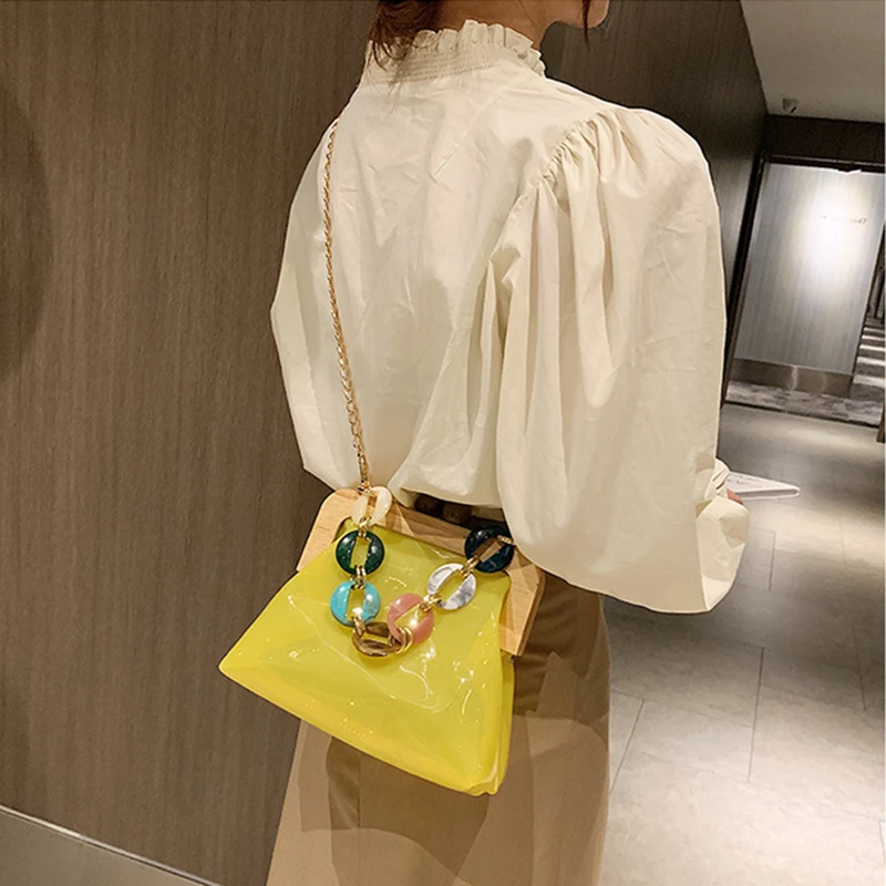 Acrylic Chain Jelly bag Transparent PVC Women Shoulder Crossbody Bags 2022 Summer Handbags Ladies Messenger Bag Female Purse