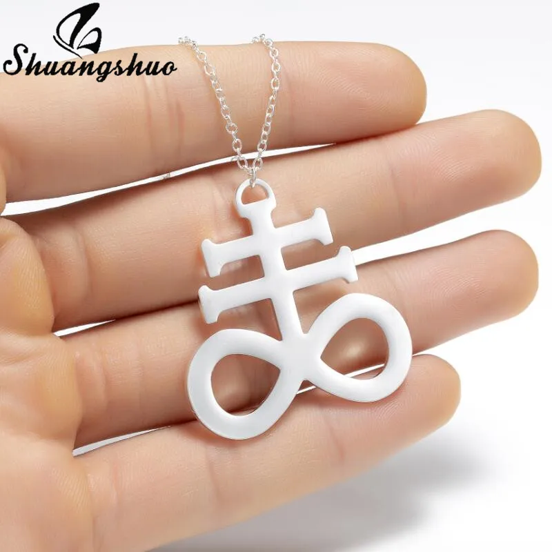 Shuangshuo Geometric Leviathan Cross Pendant Satanic Symbol Stainless Steel Jewelry Brimstone Necklace Crucifix Male Bijoux