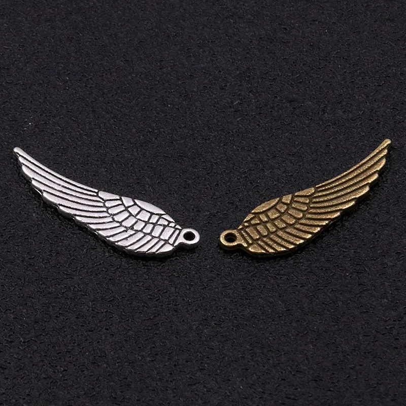 20PCS 14*30mm 2 Styles  Charms Two Color Metal Zinc Alloy Double-faced Wing  Connector Fit DIY Jewelry Animal Makings