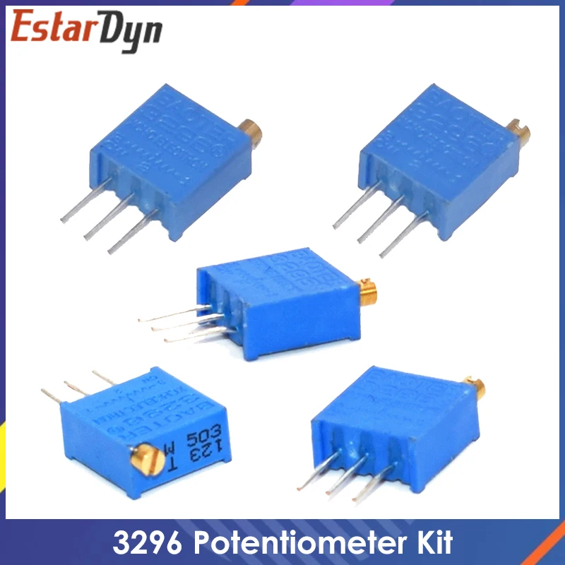 10 SZTUK 3296 Zestaw potencjometrów Wysoka precyzja 3296W Rezystor zmienny 100R -1M 200R 500R 1k 2k 5K 10K 20K 50K 100K 200k 500k