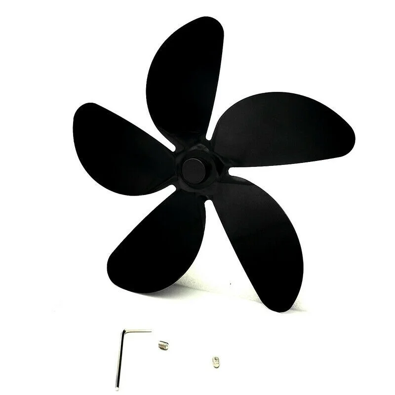 Cabezal de ventilador de estufa alimentado por calor de 5 aspas, piezas de repuesto para quemador de leña, negro, Universal, accesorios de