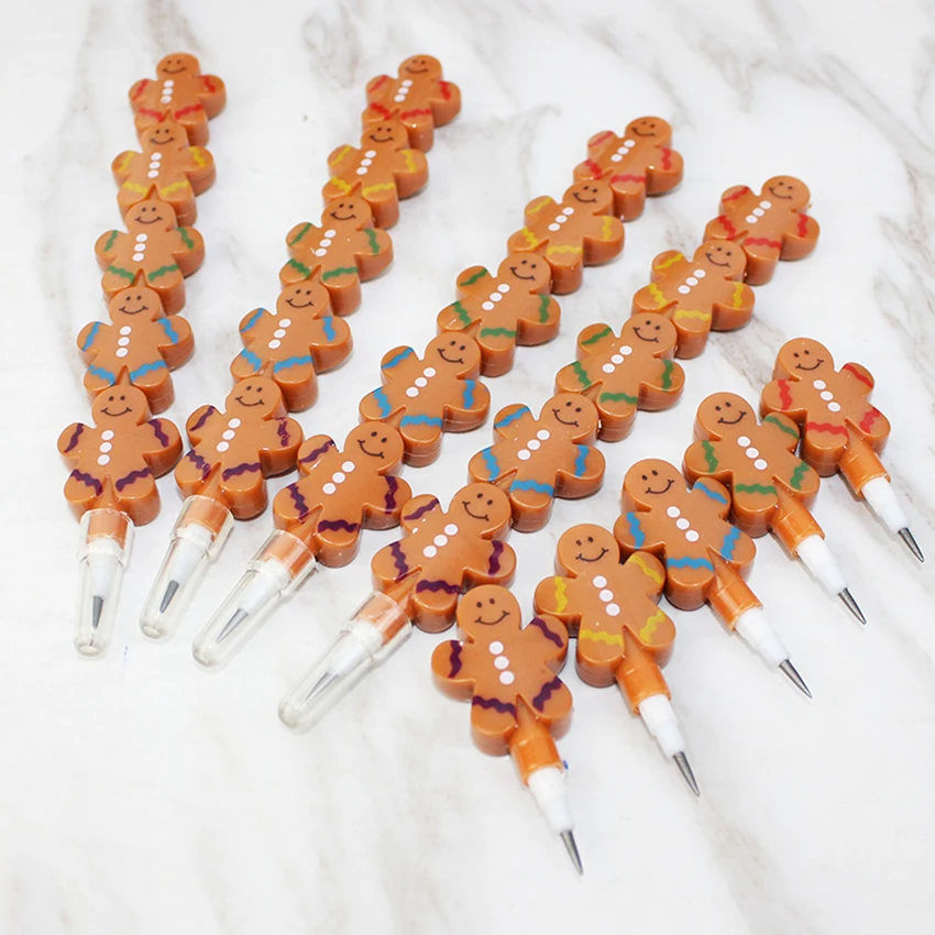 1pc Adorable Christmas Elements Gingerbread Man Stackable Block Pencils Light Brown