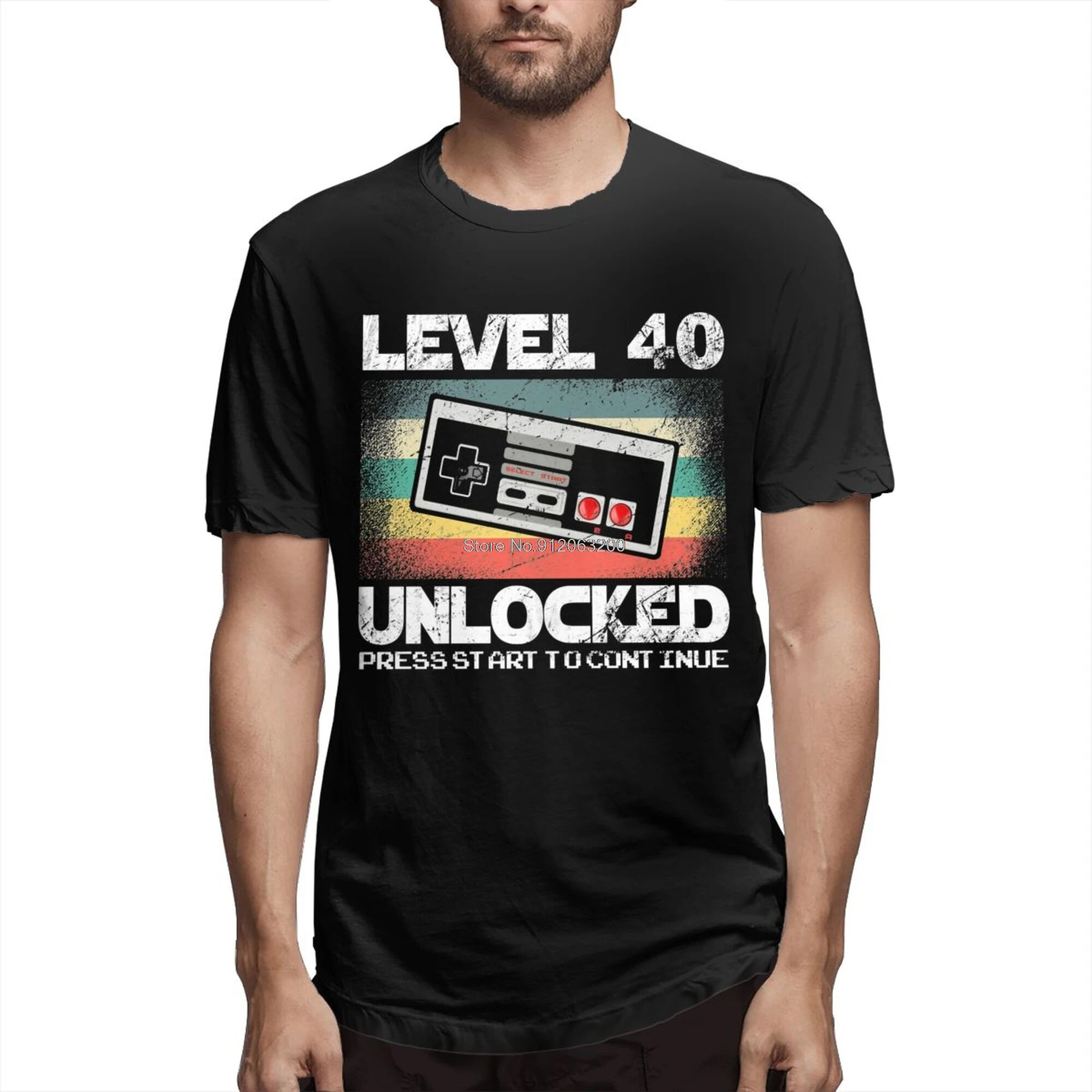 Rengoku Men 40 Years Old Born In 1981 TShirt Fourty Birthday Gift Level 40 Unlocked Gamer Pure Cotton Tees Harajuku Adult Shirt