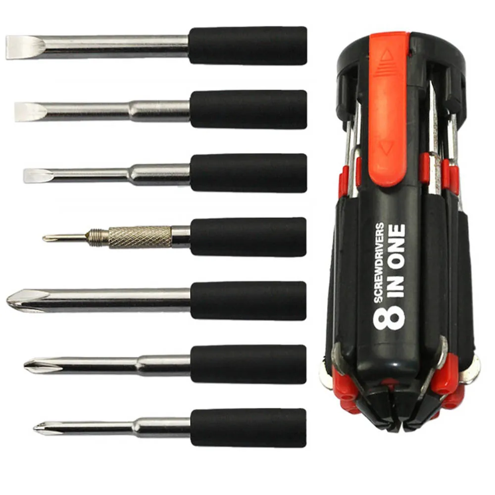 New Multifunction 8 In1 Screwdriver Craftsman Repair Tools Set Kit W/ LED Light Home Tool Accessories