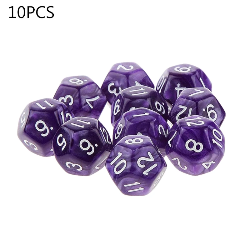 10pcs 12 Sided Dice D12 Polyhedral Dice Family Party RPG Board Game Accessories