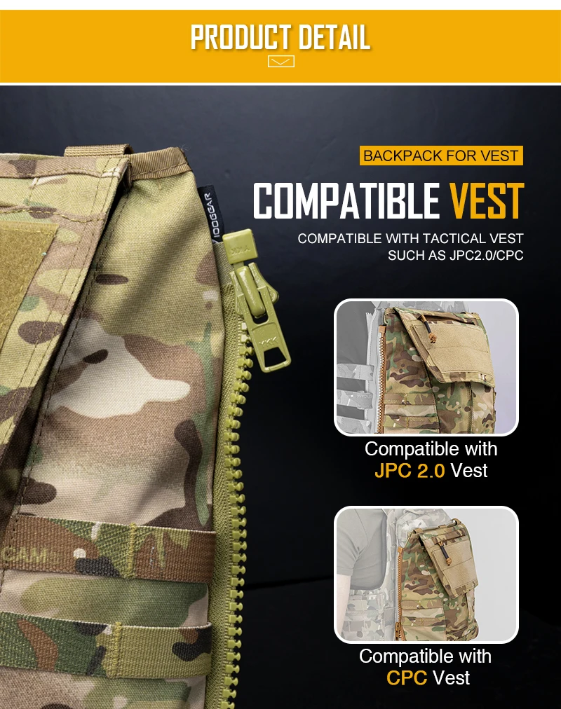 Panneau Arrière Adaptateur Pour Gilet Tactique CPC / JPC2.0 – Fermeture éclair – Neuf