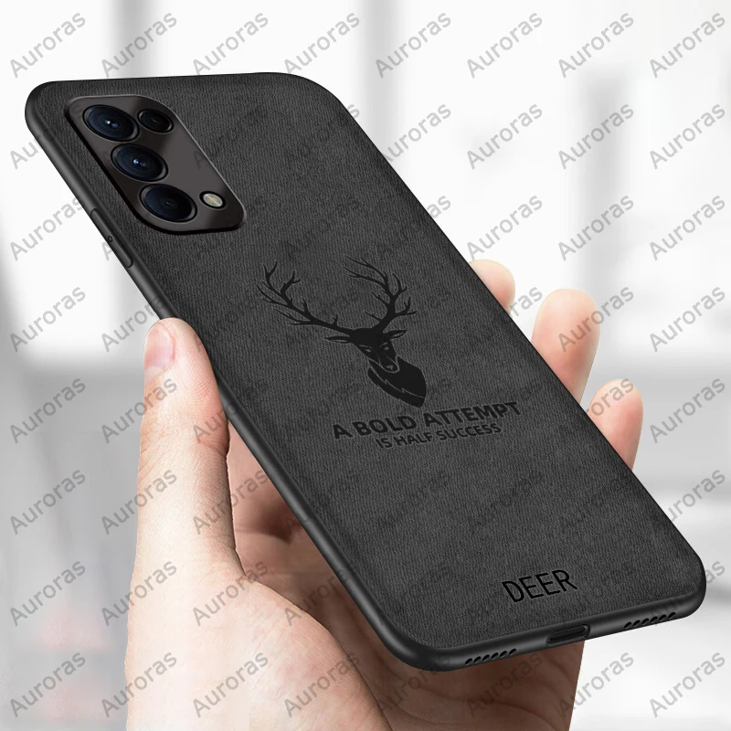 Auroras For OPPO Reno5 Case Luxuy Brand Cloth Texture Elk Back Deer Cloth Soft Cases For Reno 5 Pro Cover