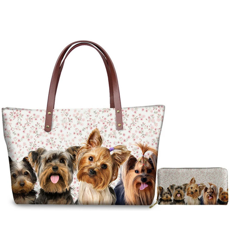 

Noisydesigns Women Handbags Selfie Yorkshire Totes Cute Pet Dog Print Tote Shoulder Bags for Fashion Ladies Messenger Bags