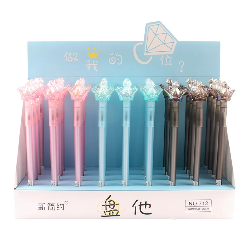 

36PCS Korea Cute Creative Stationery Color Pen Crown Modeling Gel Pen Office Accessories