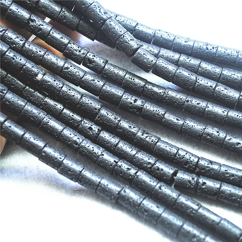 43PCS NEW Black Lava Stone Drum Shape For Women Bracelets Making Jewelry Findings Size 9X7MM Hot Selling Free Shipping