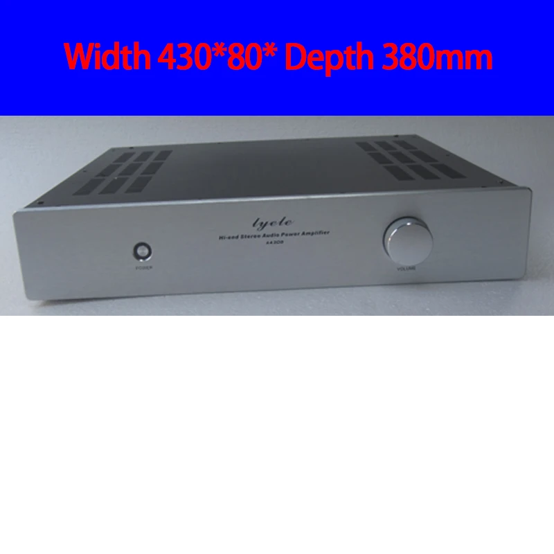 KYYSLB 430*80*380mm A4308 Aluminum Panel Amplifier Chassis Box House DIY Enclosure with Knob Screw Amplifier Case Shell