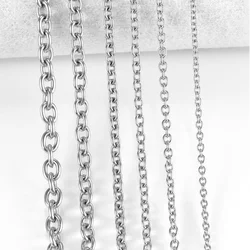 1.5/2/2.5/3/4/4.5mm Stainless Steel Cross O Chain Stainless Stele Rolo Necklace For Women Men DIY Jewelry Thin Bracelet Necklace