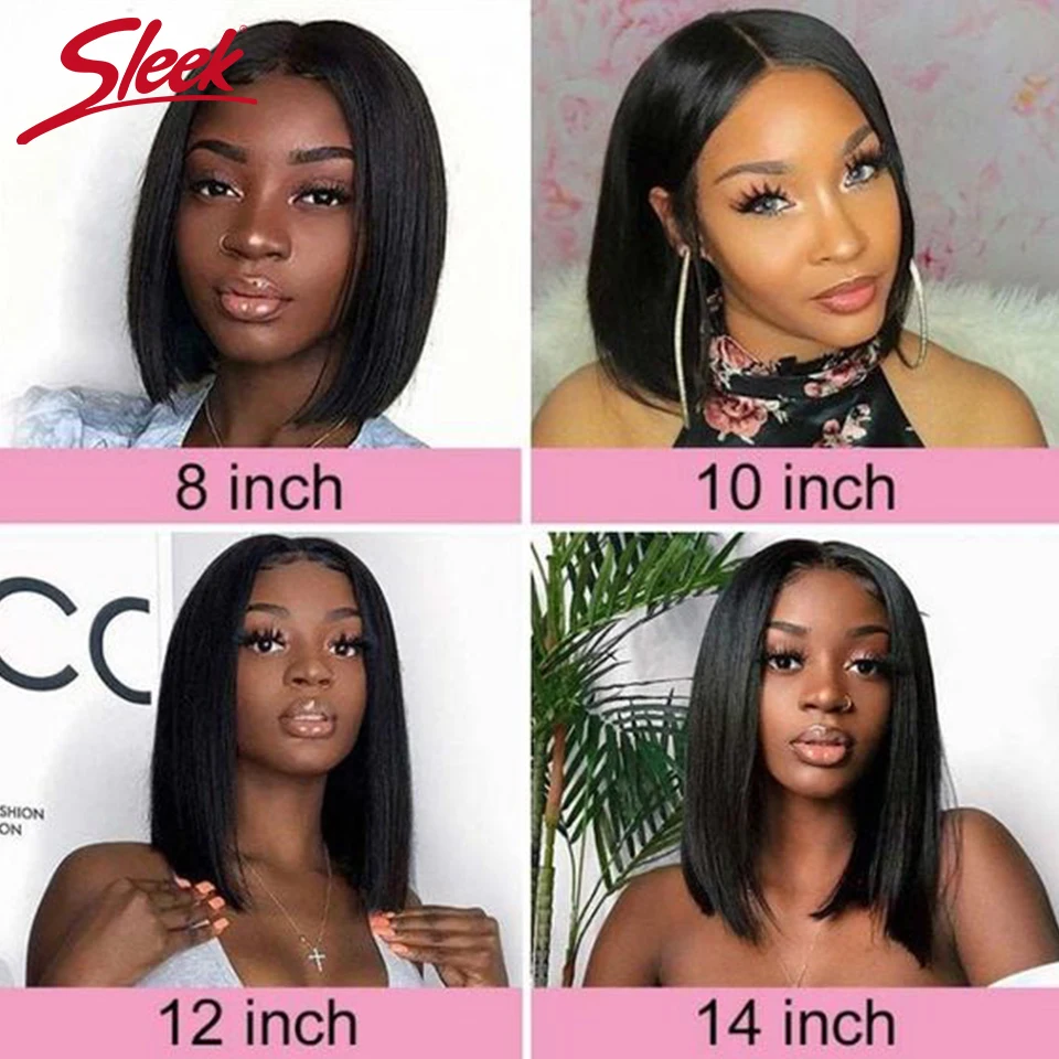 Sleek Peruvian Straight Short Bob Wig 13*5*2 T Part Lace Front Wig Human Hair Wigs 180% Density Lace Front Human Hair Wigs