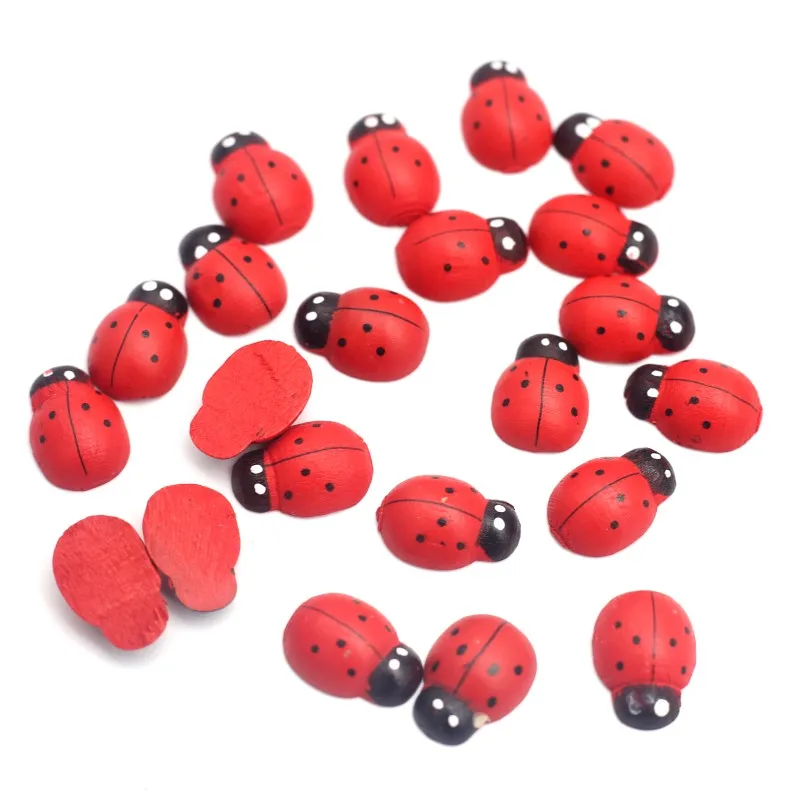 50pcs Red Wooden Ladybirds Flat-Back Crafts Easter Wedding Decor Scrapbooking Cardmaking Child Gift DIY Handmade  Accessories