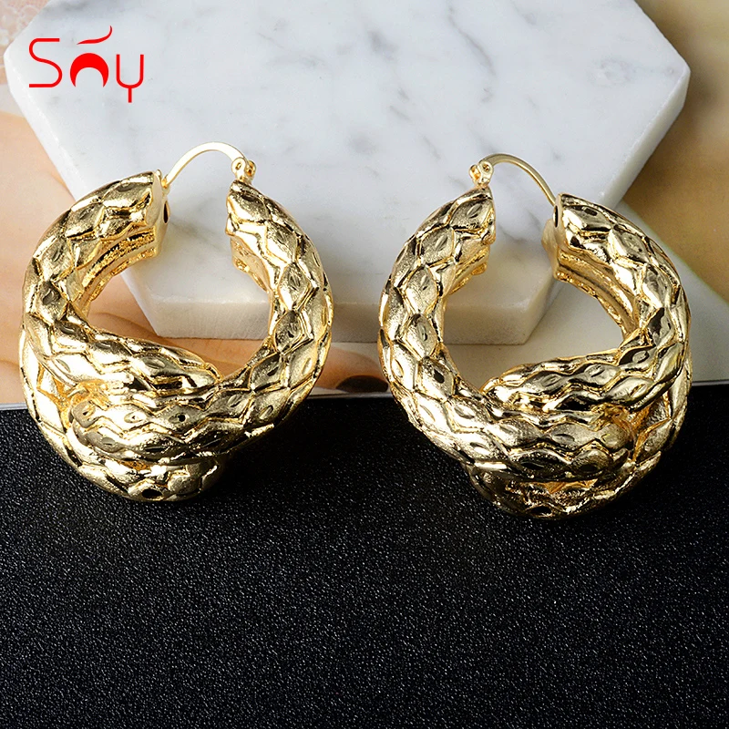 Sunny Jewelry 2021 New Fashion Copper Hoop Earrings For Women Hollow Large Style High Quality For Wedding Party Gifts Trendy