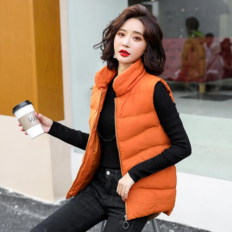 

KRCVES Stand Collar Down Cotton Vest Women'S 2023 Autumn Winter New Korean Loose Warm Thickened Fashion Coat Waistcoat Lady