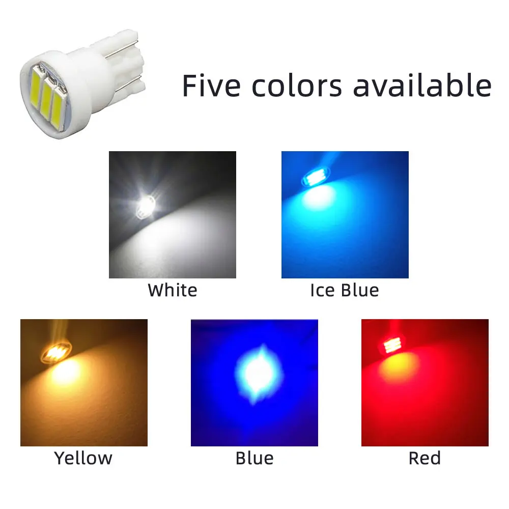 10 Pcs T10 3-7020 SMD LED White Reading Lights DC 12V For Dome Festoon Door Trunk Bulbs License Plate Lamp