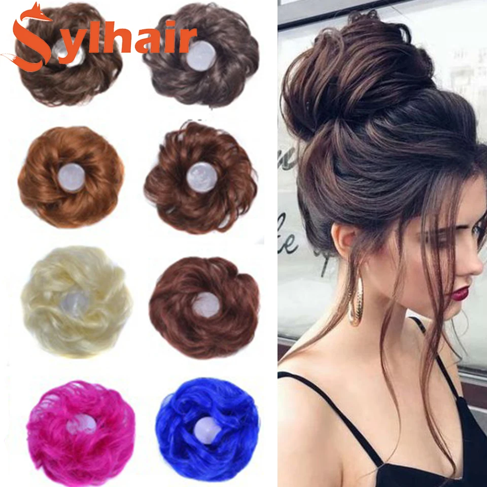 

Curly Messy Hair Chignon Synthetic Elastic Rope Fake Bun Wig Clip In Extensions