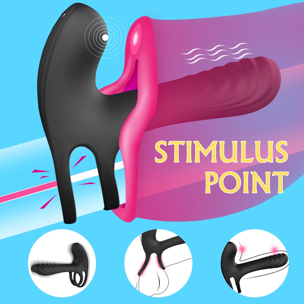 Vibrating Cock Ring Dual Penis Ring With Tongue Clitoral Stimulator For Couple Stronger Erection Enhancing Vibrators Sex Toys