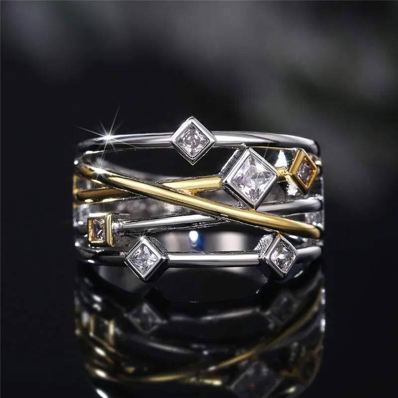 CAOSHI Fashionable Design Line Cross Ring Women Trendy Female Modern Lady Style Accessories Statement Jewelry Chic Finger-ring