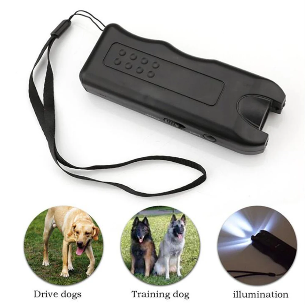 Ultrasonic Dog Repeller Chaser Anti Barking Dog Training Device For Long Distance Dog TrainingLigh With LED Light