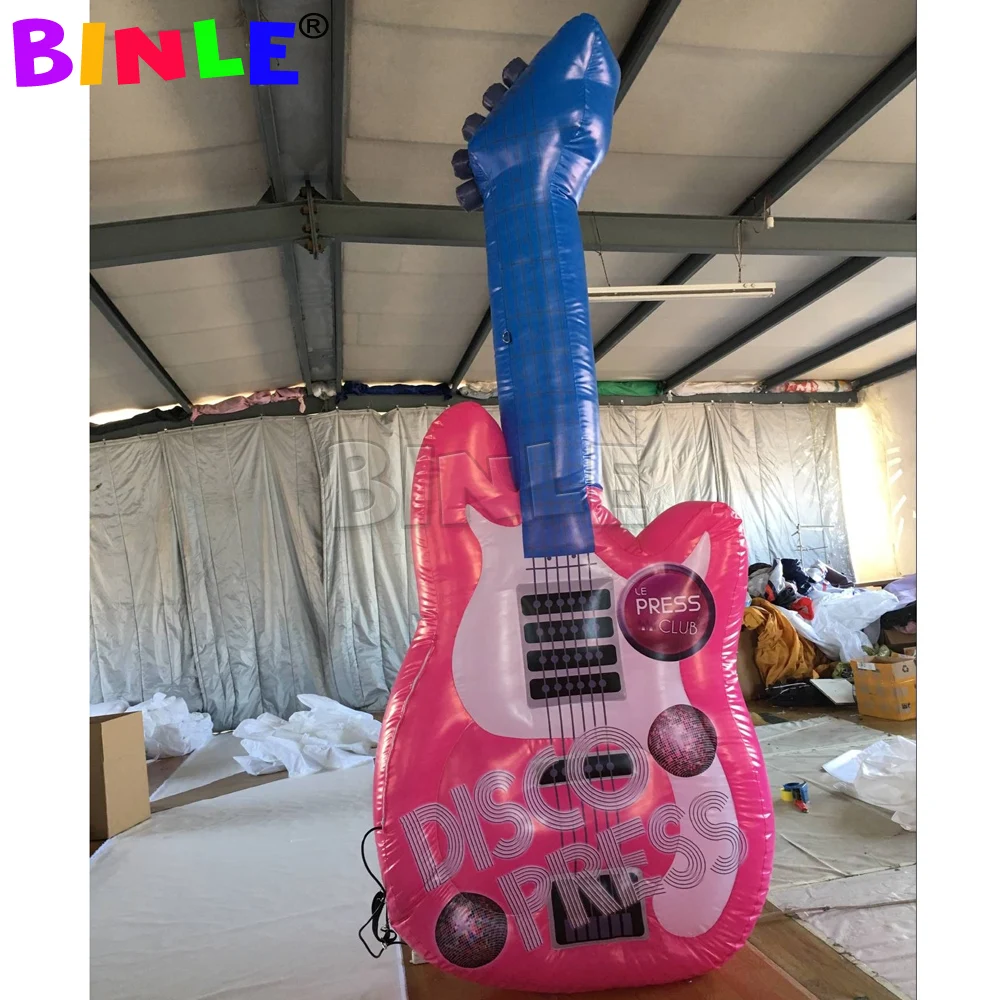 Outdoor Advertising Carnival Inflatable Guitar With Logo Giant Instruments For Music Event Decoration