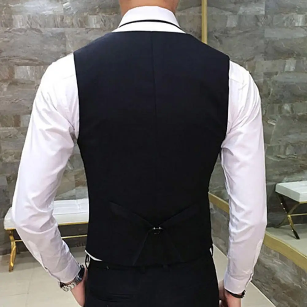 Dropshipping!! New 2021 Men Vest Solid Color Single-breasted V Neck Formal Autumn Waistcoat for Wedding