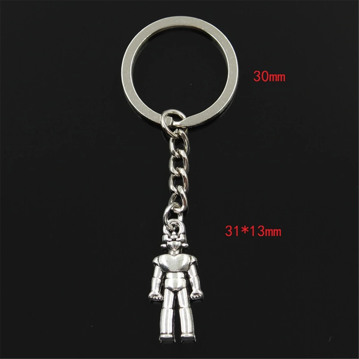 New Fashion Men 30mm Car Keychain DIY Metal Holder Chain Vintage Mechanic Robot 31x13mm Bronze Silver Color Pendant Gift