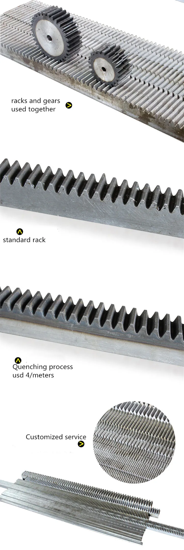 CNC Rack Gear Mod1.5 ، 20x20x1000 مللي متر ، مسنن ، أسنان قائمة ، آلات دقيقة ، صناعة 45 ، فولاذ مسنن ، ترددات صلبة