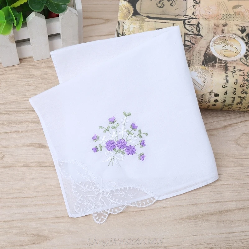 6 Pcs Vintage Cotton Ladies Embroidered Lace Handkerchief Women Floral Hanky Jy28 20 Dropship