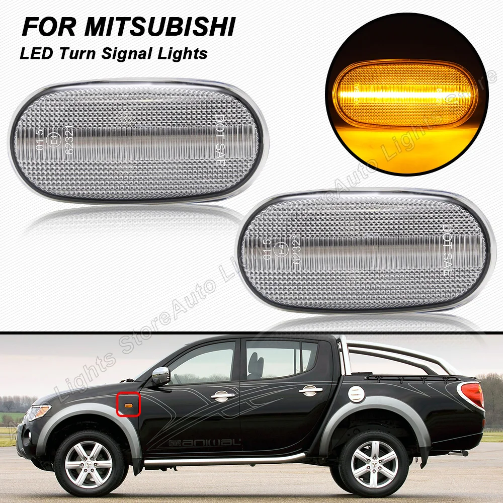 2PCS LED Turn Signal Blinker Indicator Lamp For Mitsubishi Triton/L200 2005-2015 Pajero Sport 2008-2016 Montero Sport 2008-2016