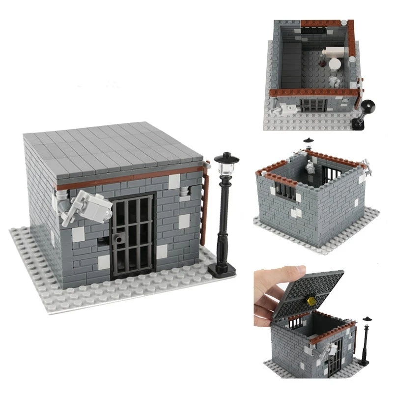 MOC City Accessories Prison Building Blocks Military Cell Ward Animal Cage House Room Model Bricks Set Toys for Children D272