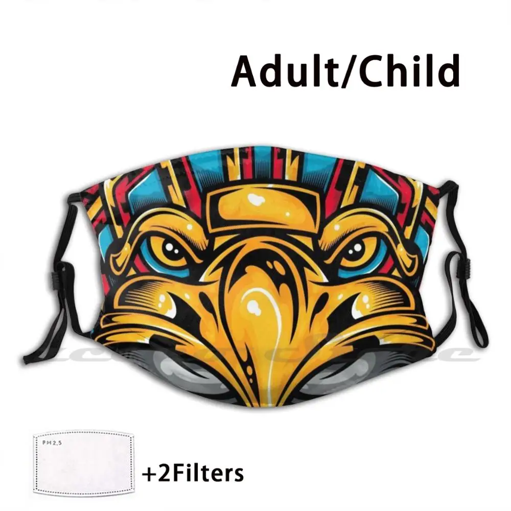 Aztec Eagle Knight Mask DIY Washable Filter Pm2.5 Mouth Trending Aztec Aztec Eagle Eagle Knight Mayan Maya