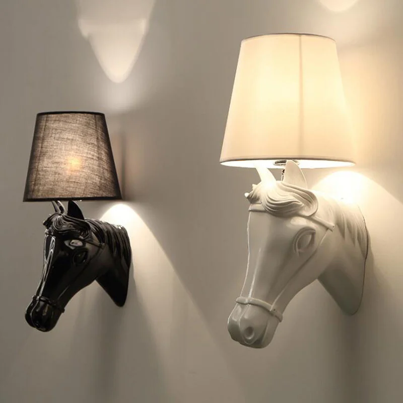 Retro Resin Horse Wall Lamps Staircase Living Room Bedroom Light Exhibition Corridor Hotel Decorative Wall Lamp