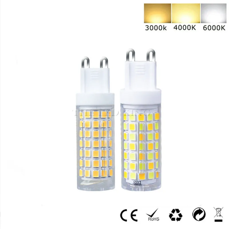 1- 10X超高輝度G9 ledランプAC220V 5ワット7ワット9ワット12ワット15ワットセラミックSMD2835 led電球ウォーム/クールホワイトスポットライトハロゲンライト