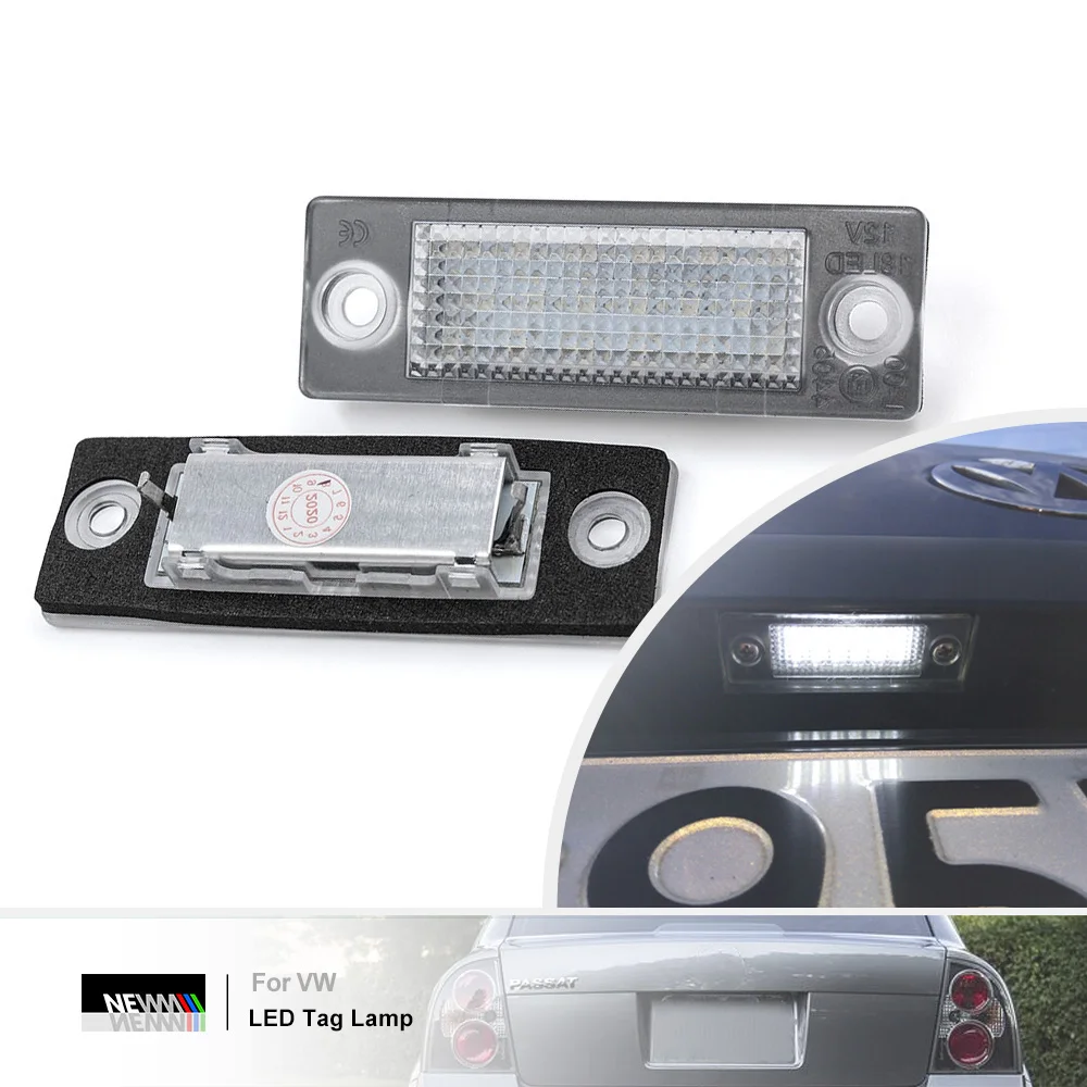 LED License Plate Light For VW Passat B5 B6 Touran I Transporter Multivan T5 7E 7F 7H Canbus Rear Tag Lighting Registration Lamp