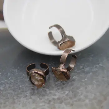 不規則黃水晶塊可調式戒指,黃色石英療癒水晶復古戒指,時尚女士珠寶禮品 6 最佳銷售 金塊首飾 - №2