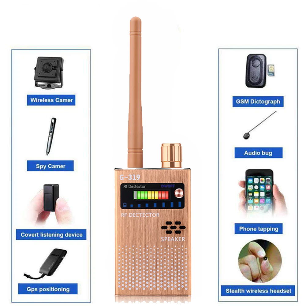 G318 G319 Anti-Spy Bug Detector Mini Spy-Camera Wireless RF Signal Device Finder GPS Tracking GSM Listening Device Radio Scanner