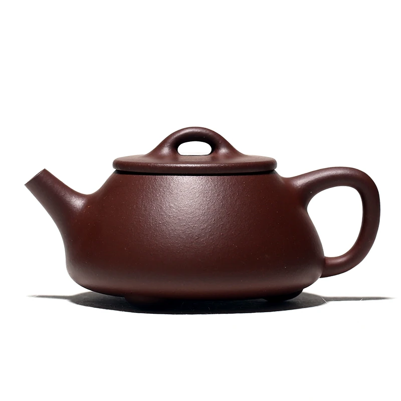 ★Yishuitang Yixing original handmade purple clay teapot with flat bottom and stone ladle lid 175ml household teapot