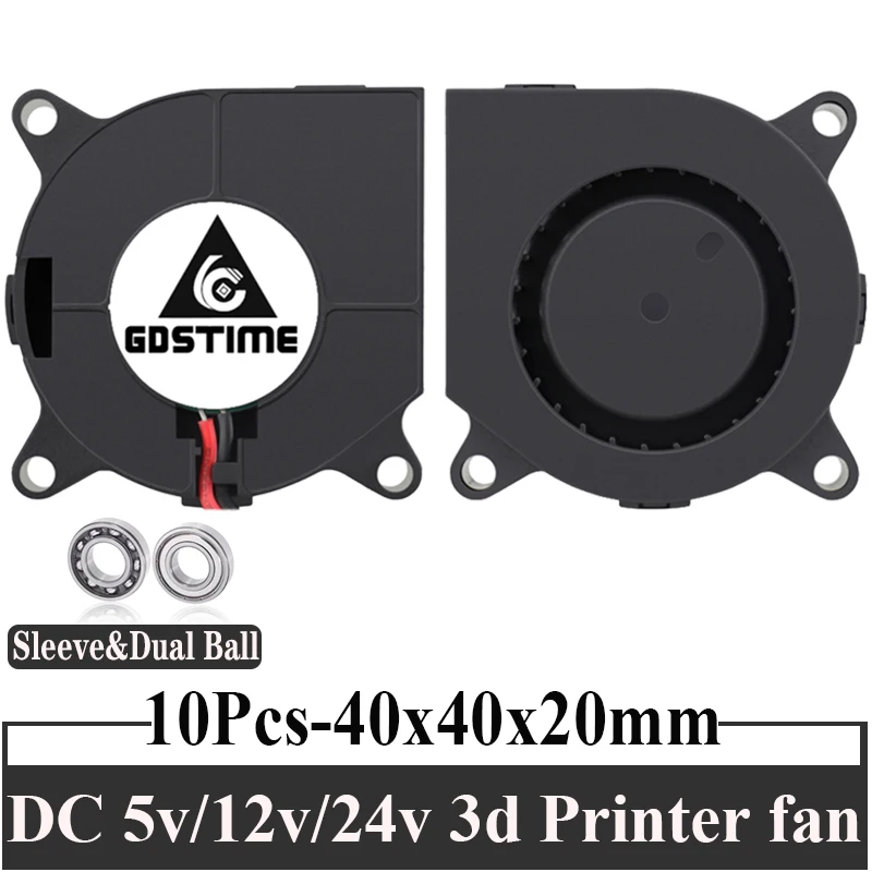 

10PCS Gdstime 4cm 3D printer fan 40mm 4020 Turbo blower 24V 12V 5V ball bearing Cooling Axial fans 40x40x20mm