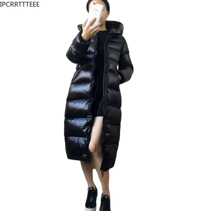 New 2023 Autumn Winter Thick Warm 90% White Duck Down Jacket Women Winter Hooded Long Down Coat Women