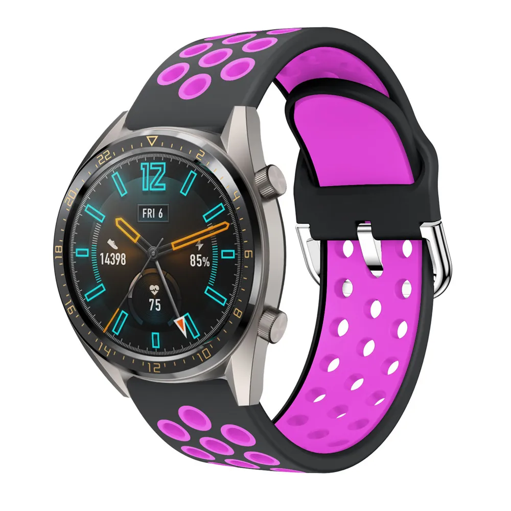 Pulseira de relógio de 22mm, pulseira de substituição com fivela esportiva de silicone para huawei watch gt 1 2 2e gt/gt2 de 46mm