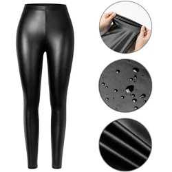 Legging de piel sintética para mujer, mallas sexys finas negras, pantalones informales elásticos para Fitness, cálidos, impermeables, ajustados, Push Up