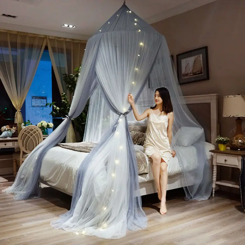 Household Breathable Hanging Dome Mosquito Net Romantic Canopy Bed Valance Fringe Lace Tent Dream Room Decoration Mosquito Net