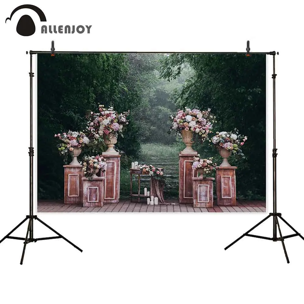 

Allenjoy wedding photographic background spring Garden forest flower decoration photo shoot photophone photocall studio prop