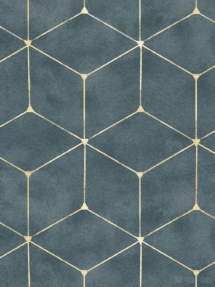 Gold Striped Hexagon Peel And Stick Self-adhesive Trellis Sapphire Geometric Wallpaper Waterpfroof For Bedroom Home Decoration