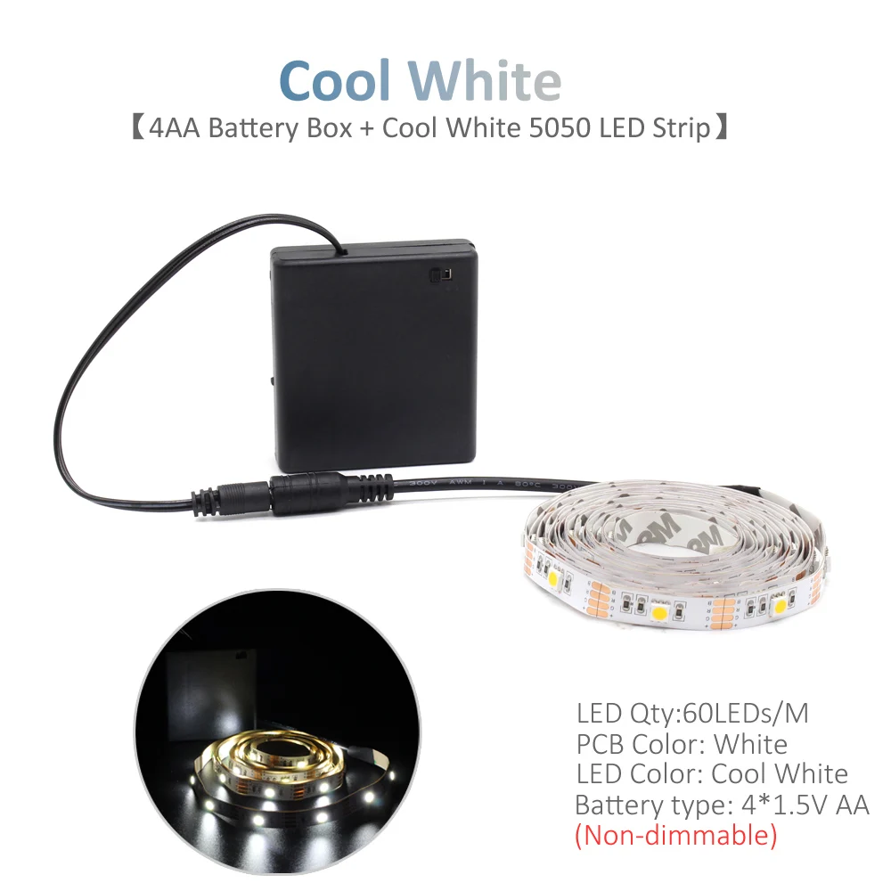 Ribbon RGB LED Strip Battery Operated SMD 5050 Tape Lights Waterproof IR RF Remote Control 4AA Battery Powered Fita LED Stripe