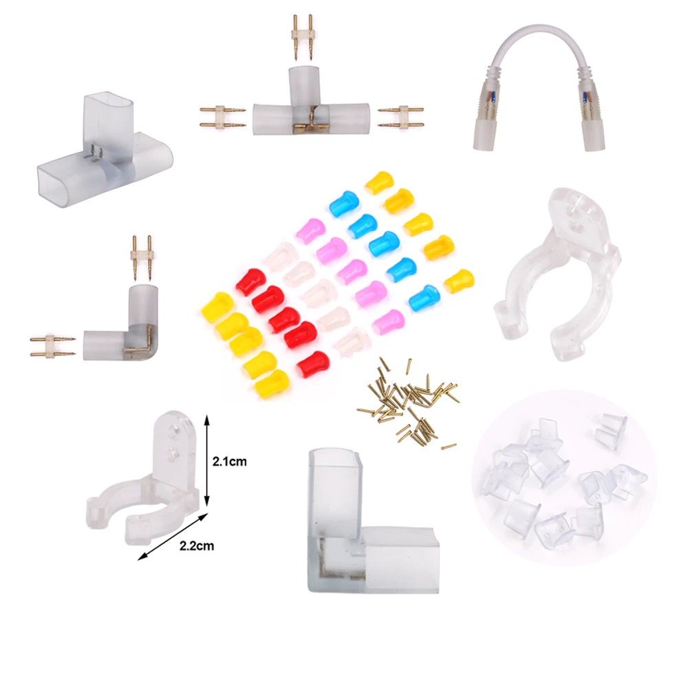 High Quality LED Strip Plastic Clips/Neon Light End Cap/T L I Shape Middle Connector for 12V-240V Led Neon Light LED Accessories