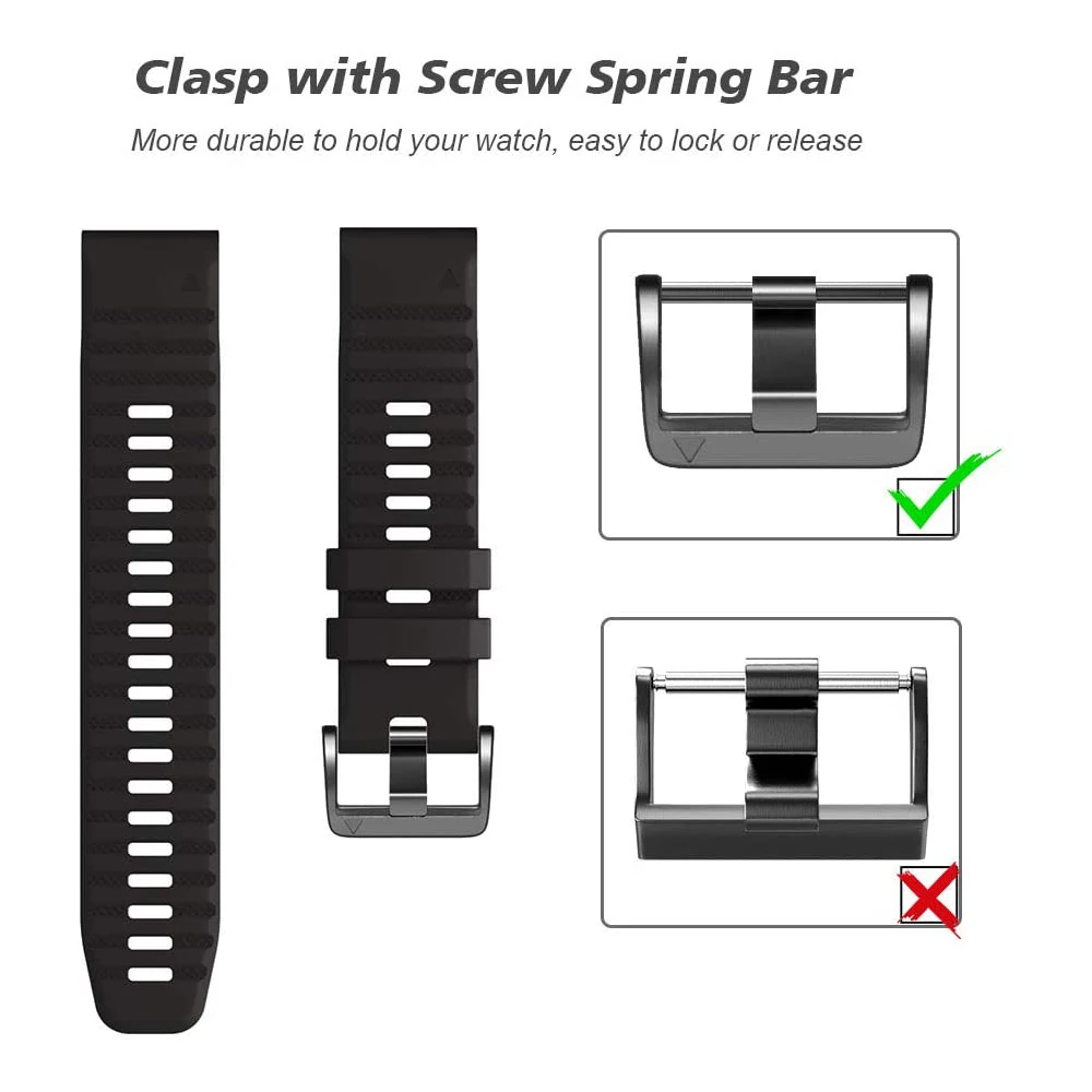 YAYUU Watch Strap for Garmin Fenix 6X Band 26mm Easy Fit Silicone Watch Band for Fenix 5X/5X Plus/Fenix 6X Pro/Descent Mk1 Mk2